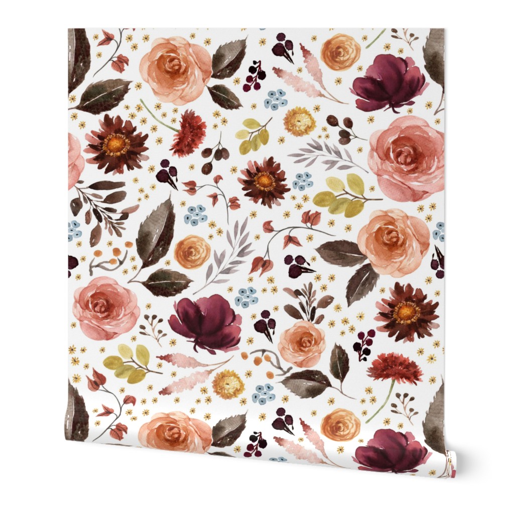 8" Boone Fall Florals - White