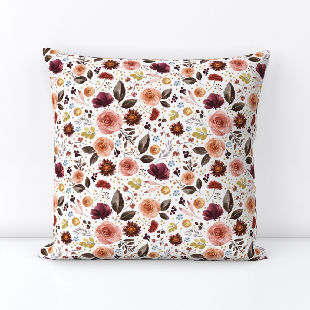 8" Boone Fall Florals - White