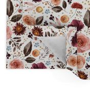 8" Boone Fall Florals - White