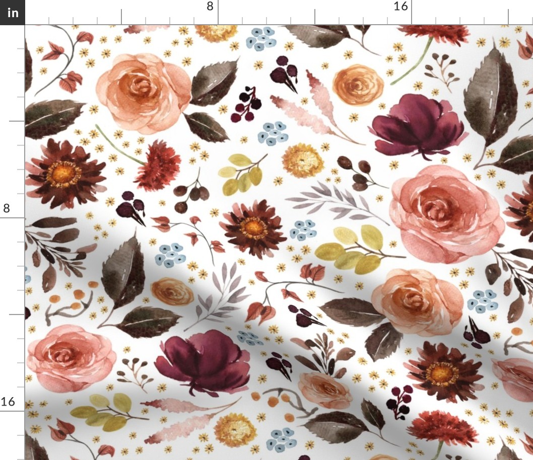 18" Boone Fall Florals - White