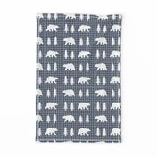 Bears  – Woodland Trees, Navy / Grey Plaid