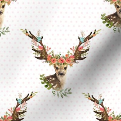 8" Woodland Dreams Deer - Blush Polka Dots