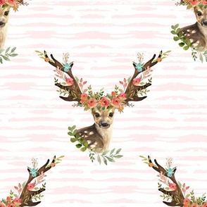 8" Woodland Dreams Deer - Blush Stripes