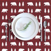 Bears  – Woodland Trees, Black / Red Plaid