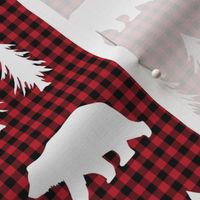 Bears  – Woodland Trees, Black / Red Plaid