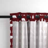 Bears  – Woodland Trees, Black / Red Plaid