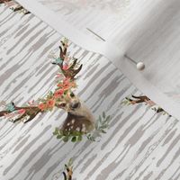 4" Woodland Dreams Deer - Taupe Stripes