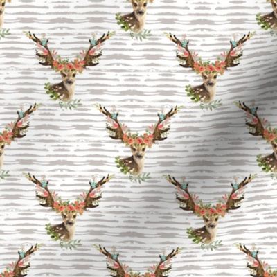 4" Woodland Dreams Deer - Taupe Stripes
