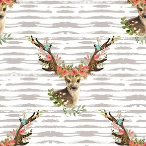 8" Woodland Dreams Deer - Taupe Stripes