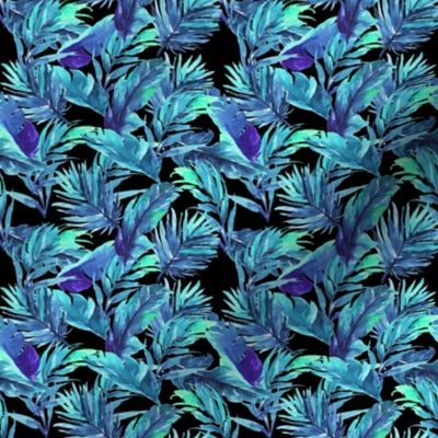 4" Aqua Leaves - Black