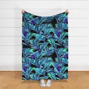 36" Aqua Leaves - Black