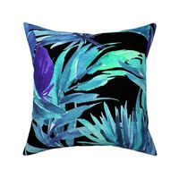 36" Aqua Leaves - Black