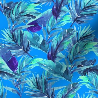 8" Aqua Leaves - Bright Blue