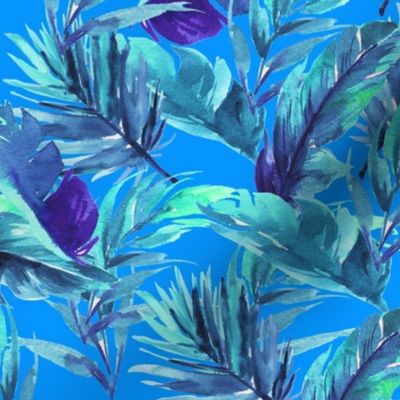 10.5" Aqua Leaves - Bright Blue