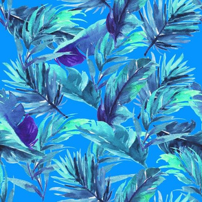 10.5" Aqua Leaves - Bright Blue