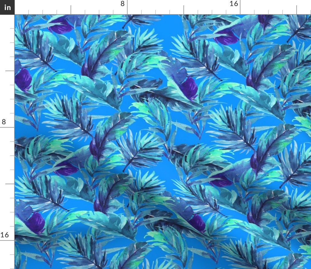 10.5" Aqua Leaves - Bright Blue