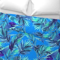 36" Aqua Leaves - Bright Blue