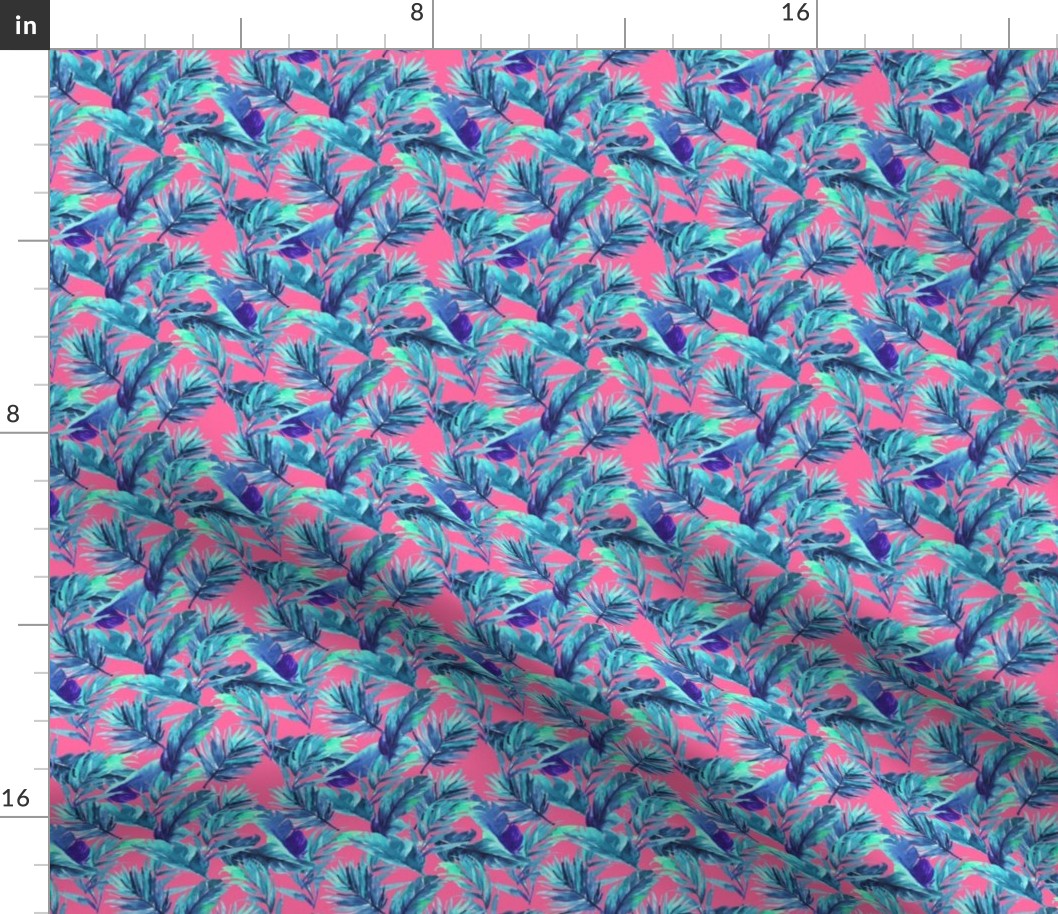 4" Aqua Leaves - Bright Pink