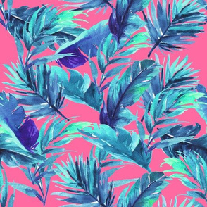 10.5" Aqua Leaves - Bright Pink