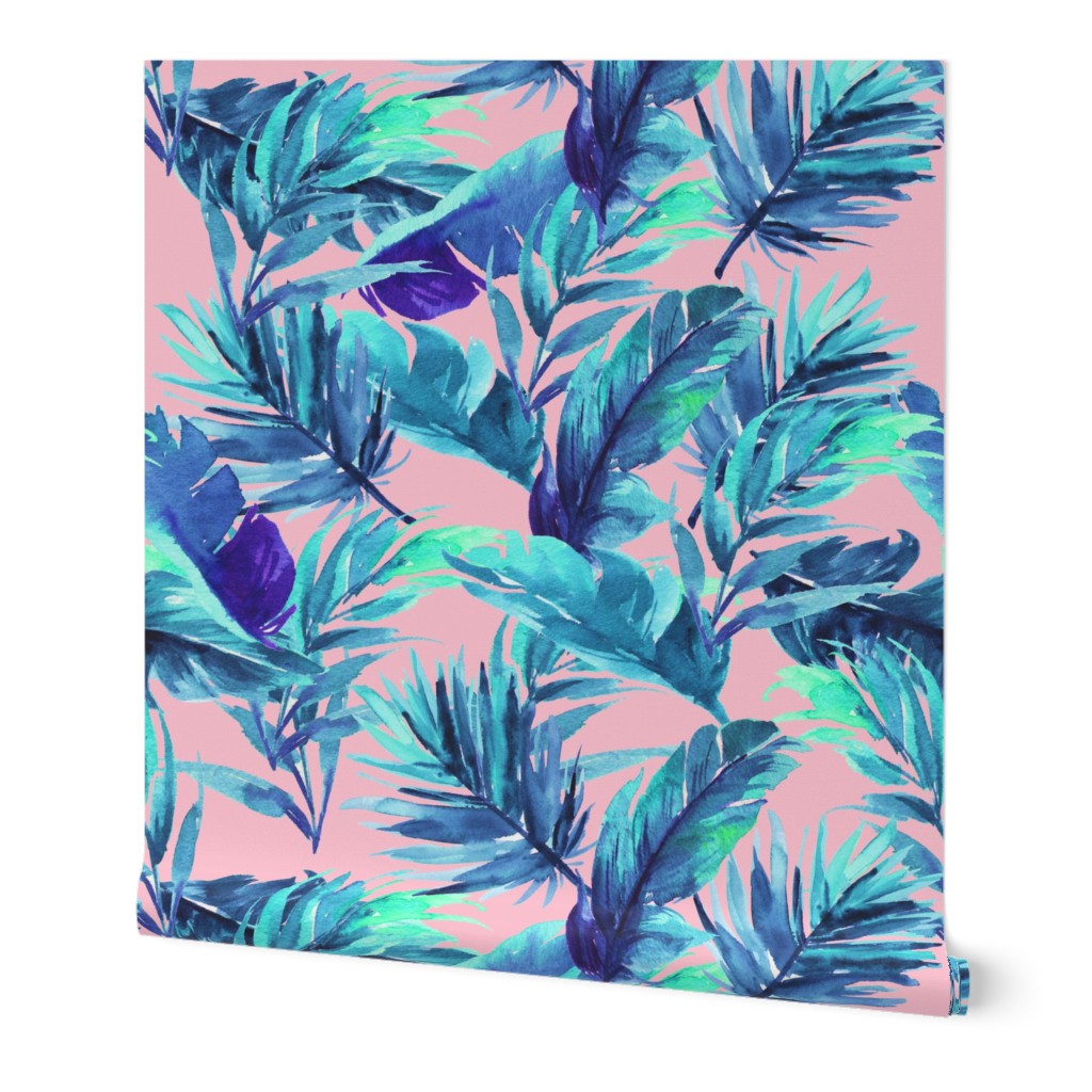 36" Aqua Leaves - Pink