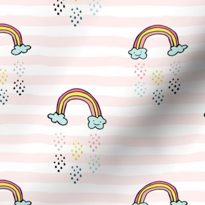 6" Smiling Rainbow - Pink Stripes