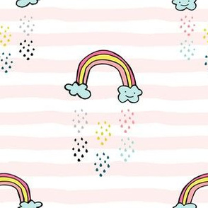 6" Smiling Rainbow - Pink Stripes