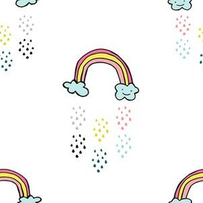 6" Smiling Rainbow - White