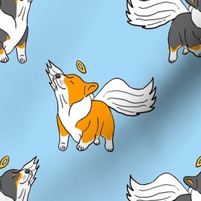 Little Corgi Angels - blue