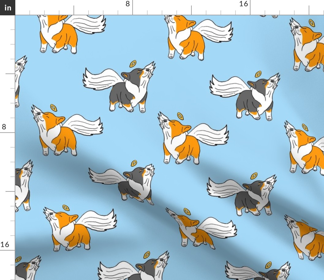 Little Corgi Angels - blue