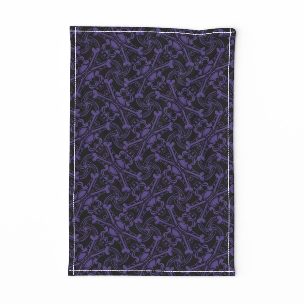 ★ SKULL PLAID ★ Black & Purple - Large Scale / Collection : Pirates Tessellations - Skull and Crossbones Prints