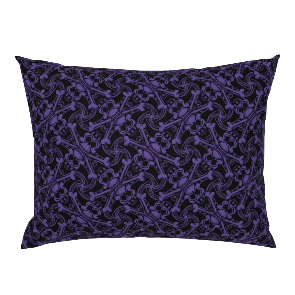 ★ SKULL PLAID ★ Black & Purple - Large Scale / Collection : Pirates Tessellations - Skull and Crossbones Prints