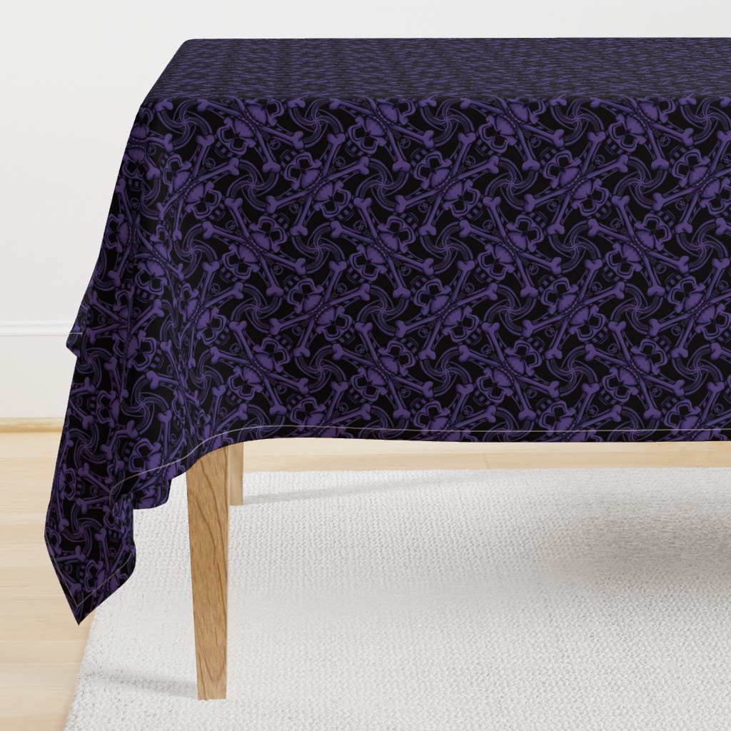 ★ SKULL PLAID ★ Black & Purple - Large Scale / Collection : Pirates Tessellations - Skull and Crossbones Prints