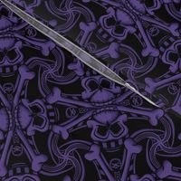 ★ SKULL PLAID ★ Black & Purple - Large Scale / Collection : Pirates Tessellations - Skull and Crossbones Prints