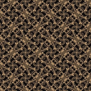 ★ SKULL PLAID ★ Black & Iced Coffee Brown - Small Scale / Collection : Pirates Tessellations - Skull and Crossbones Prints