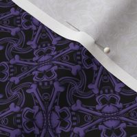 ★ SKULL PLAID ★ Black & Purple - Small Scale / Collection : Pirates Tessellations - Skull and Crossbones Prints