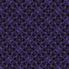 ★ SKULL PLAID ★ Black & Purple - Small Scale / Collection : Pirates Tessellations - Skull and Crossbones Prints