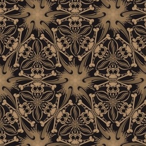 ★ SKULLS & STARS ★ Black & Iced Coffee Brown / Collection : Pirates Tessellations - Skull and Crossbones Prints