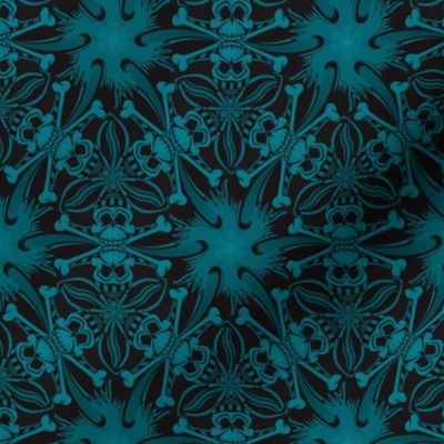 ★ SKULLS & STARS ★ Black & Teal Blue / Collection : Pirates Tessellations - Skull and Crossbones Prints