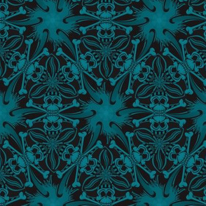 ★ SKULLS & STARS ★ Black & Teal Blue / Collection : Pirates Tessellations - Skull and Crossbones Prints