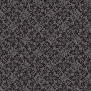 ★ SKULL PLAID ★ ‘Black Bean’ Black & Gray - Small Scale / Collection : Pirates Tessellations - Skull and Crossbones Prints