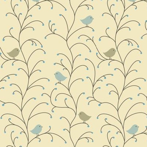 Birds and Berries on Neutral