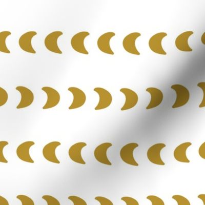 Golden moon crescents on white