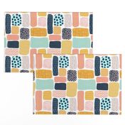 Geometric doodle shapes. Pink coral aqua blue gold orange navy blue abstract shapes. Rectangle pattern. Perfect for teenage girls and everyone else! 