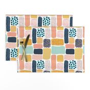 Geometric doodle shapes. Pink coral aqua blue gold orange navy blue abstract shapes. Rectangle pattern. Perfect for teenage girls and everyone else! 