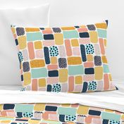 Geometric doodle shapes. Pink coral aqua blue gold orange navy blue abstract shapes. Rectangle pattern. Perfect for teenage girls and everyone else! 