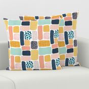 Geometric doodle shapes. Pink coral aqua blue gold orange navy blue abstract shapes. Rectangle pattern. Perfect for teenage girls and everyone else! 