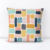 Geometric doodle shapes. Pink coral aqua blue gold orange navy blue abstract shapes. Rectangle pattern. Perfect for teenage girls and everyone else! 