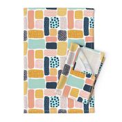 Geometric doodle shapes. Pink coral aqua blue gold orange navy blue abstract shapes. Rectangle pattern. Perfect for teenage girls and everyone else! 