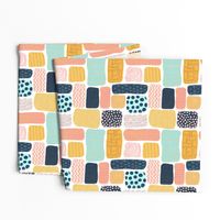 Geometric doodle shapes. Pink coral aqua blue gold orange navy blue abstract shapes. Rectangle pattern. Perfect for teenage girls and everyone else! 