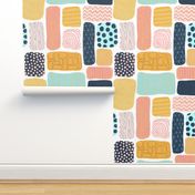 Geometric doodle shapes. Pink coral aqua blue gold orange navy blue abstract shapes. Rectangle pattern. Perfect for teenage girls and everyone else! 